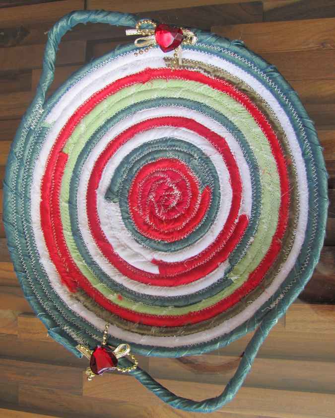 large image of art item: basket &ndash; cyan pink white green red diamond hearts