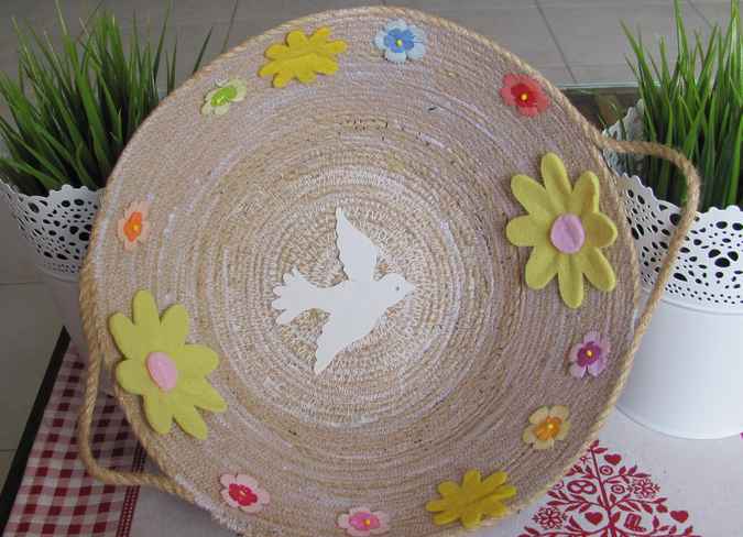large image of art item: basket &ndash; dove flowers khaki