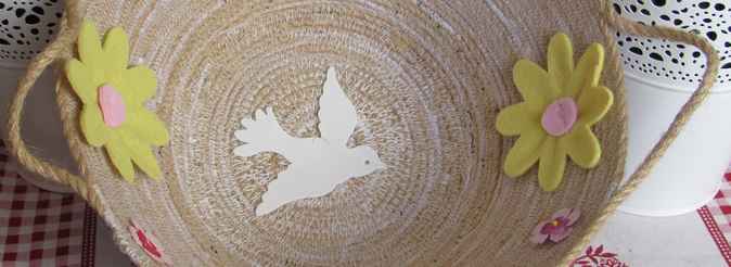 large image of art item: basket &ndash; dove flowers khaki