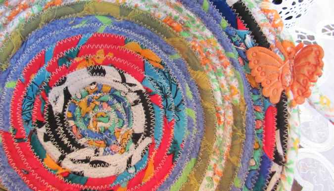 large image of art item: basket &ndash; fairy flowers cyan yellow red