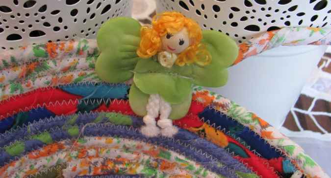 large image of art item: basket &ndash; fairy flowers cyan yellow red