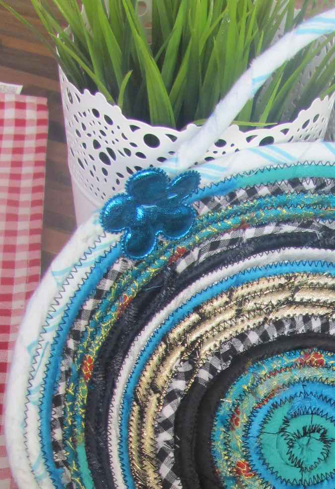 large image of art item: basket &ndash; flowers hearts cyan blue