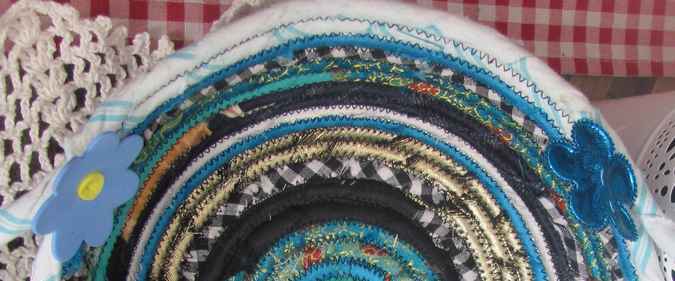 large image of art item: basket &ndash; flowers hearts cyan blue