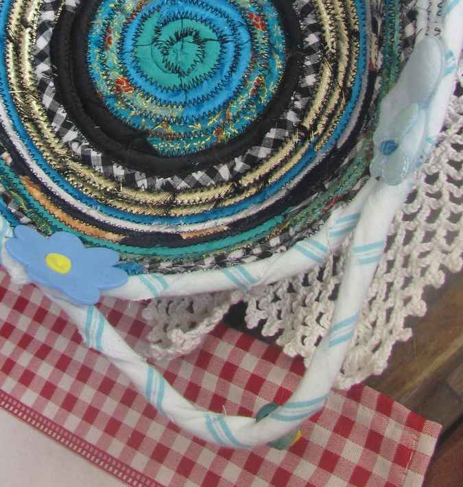 large image of art item: basket &ndash; flowers hearts cyan blue