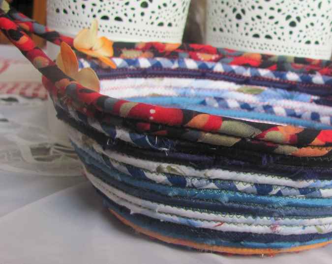 large image of art item: basket &ndash; flowers peach orange blue cyan