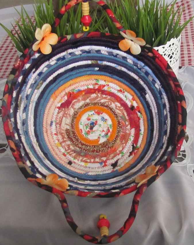 large image of art item: basket &ndash; flowers peach orange blue cyan
