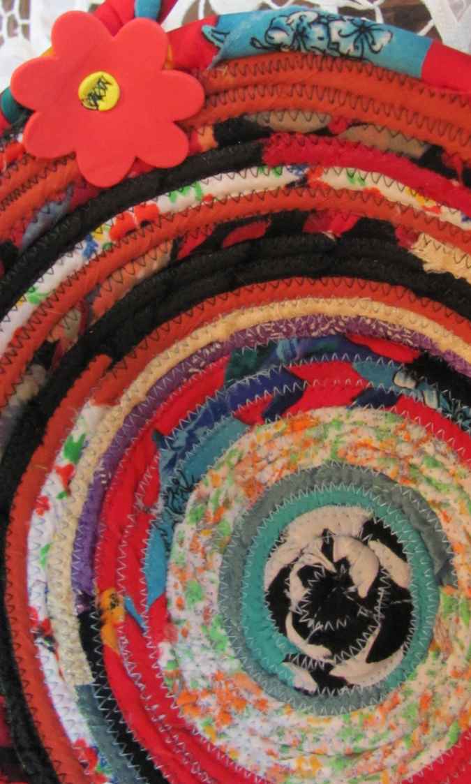 large image of art item: basket &ndash; flowers red black cyan