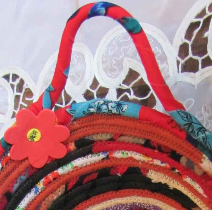 large image of art item: basket &ndash; flowers red black cyan