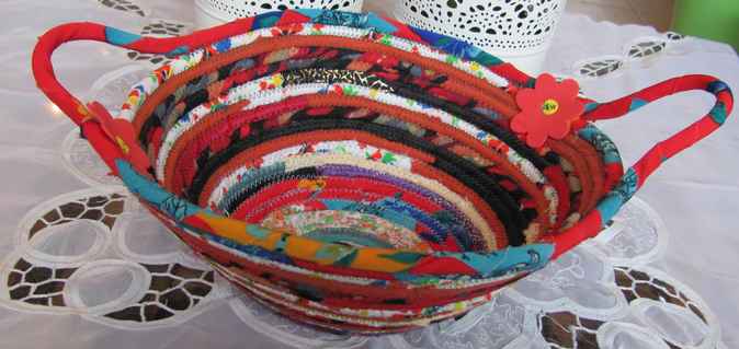large image of art item: basket &ndash; flowers red black cyan