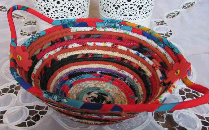 large image of art item: basket &ndash; flowers red black cyan