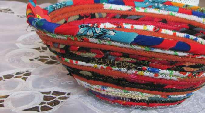 large image of art item: basket &ndash; flowers red black cyan