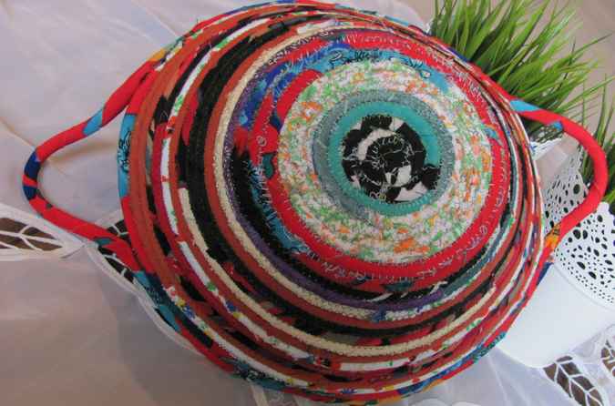 large image of art item: basket &ndash; flowers red black cyan