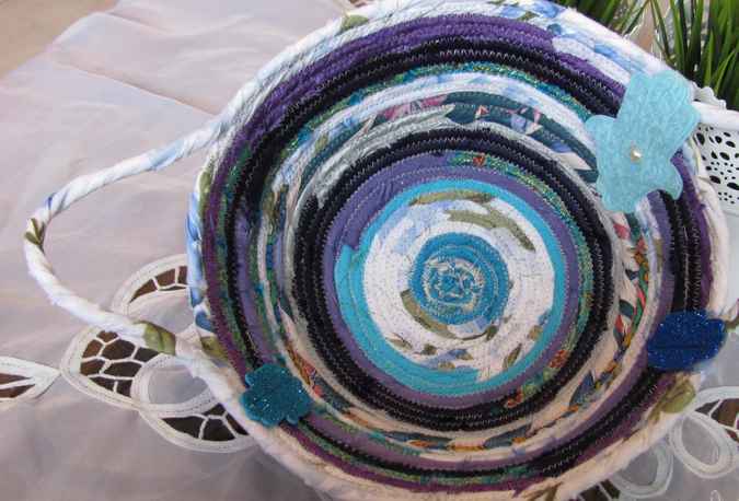 large image of art item: basket &ndash; hamsa blue white cyan