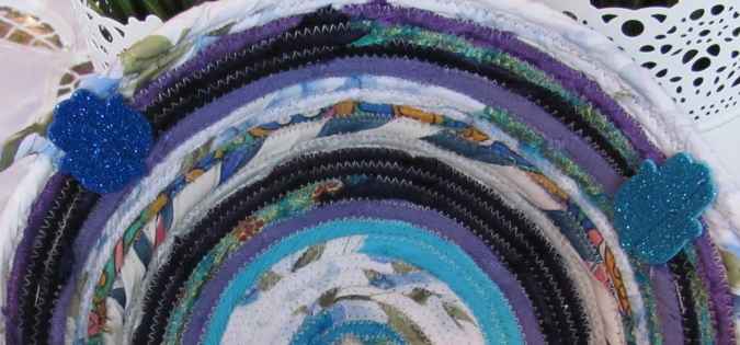 large image of art item: basket &ndash; hamsa blue white cyan