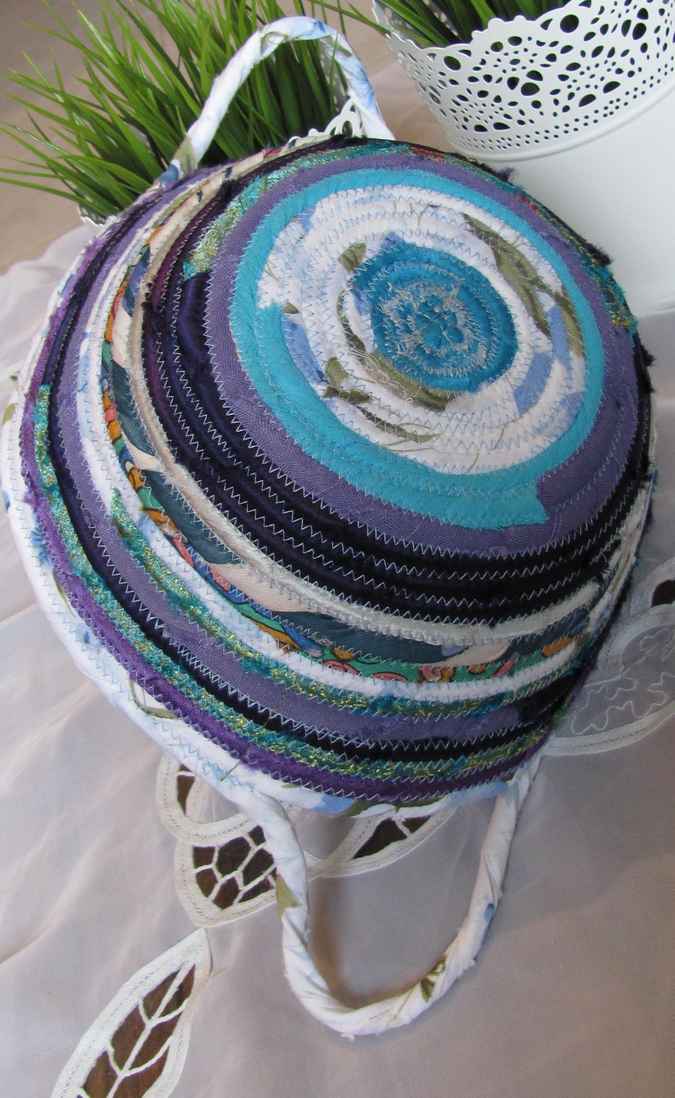 large image of art item: basket &ndash; hamsa blue white cyan