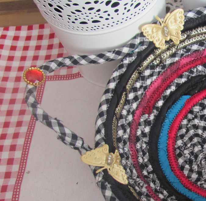 large image of art item: basket &ndash; horses butterflies checkered