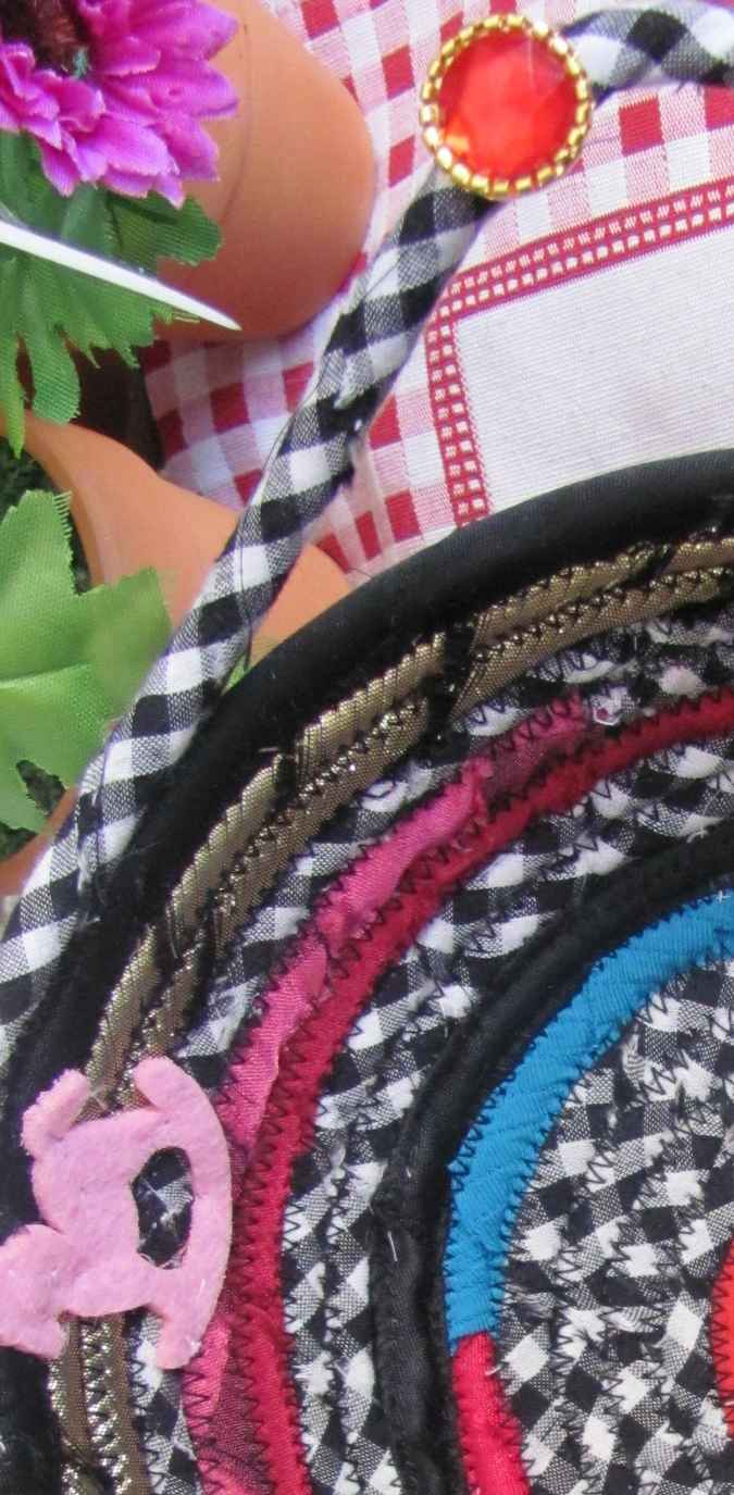 large image of art item: basket &ndash; horses butterflies checkered