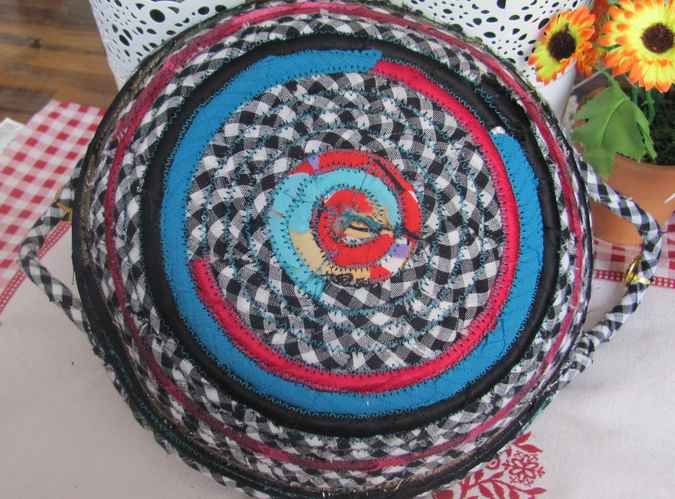 large image of art item: basket &ndash; horses butterflies checkered