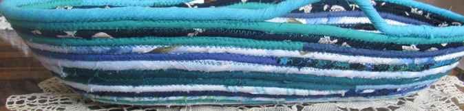 large image of art item: basket &ndash; long cyan blue white