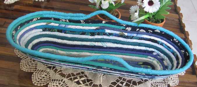 large image of art item: basket &ndash; long cyan blue white