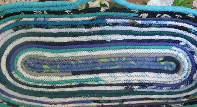 large image of art item: basket &ndash; long cyan blue white