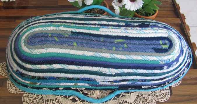 large image of art item: basket &ndash; long cyan blue white