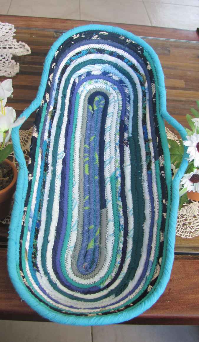 large image of art item: basket &ndash; long cyan blue white