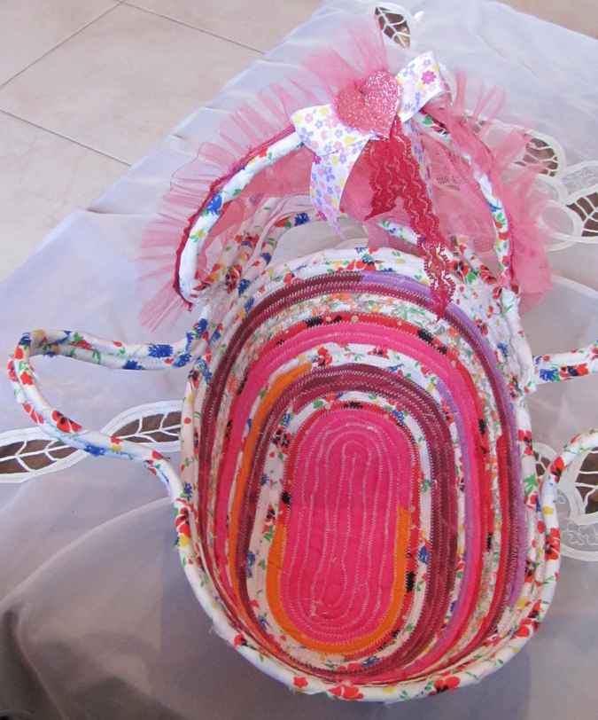 large image of art item: basket &ndash; baby doll cradle pink