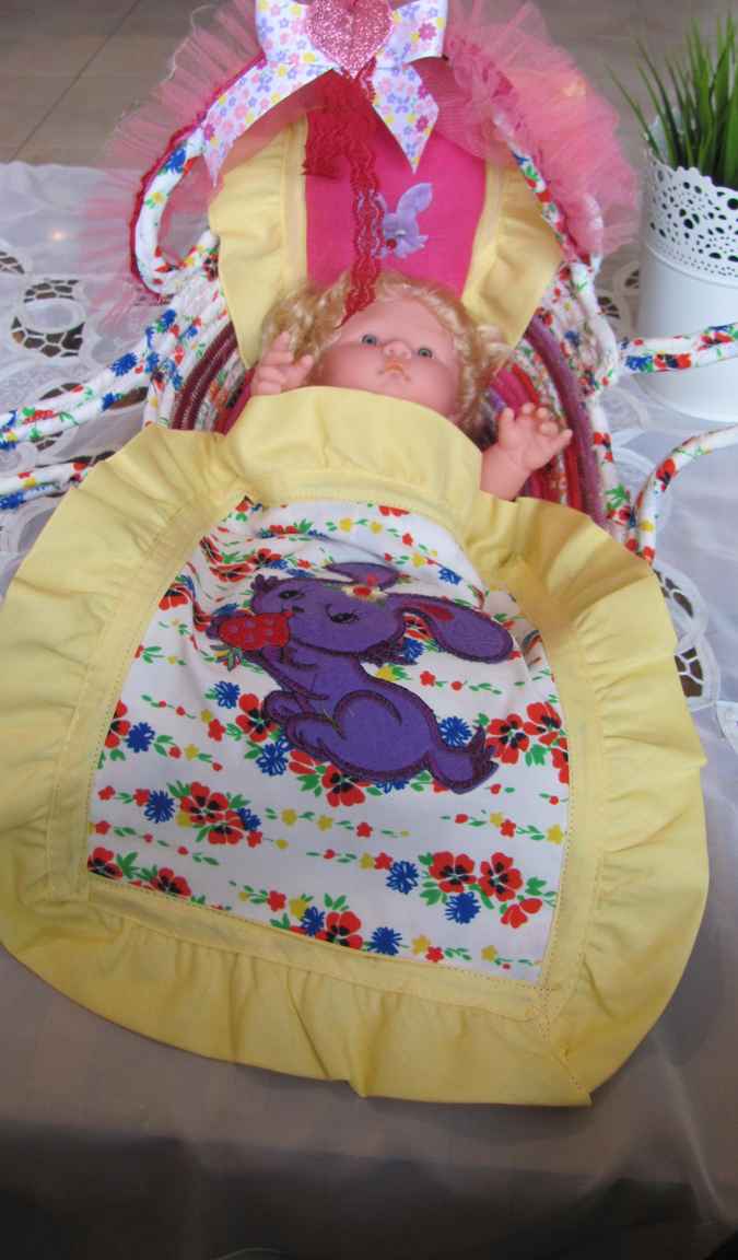 large image of art item: basket &ndash; baby doll cradle pink