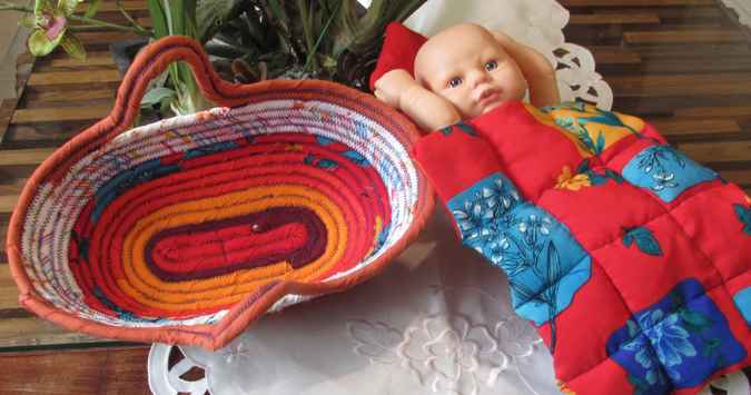 large image of art item: basket &ndash; long red orange