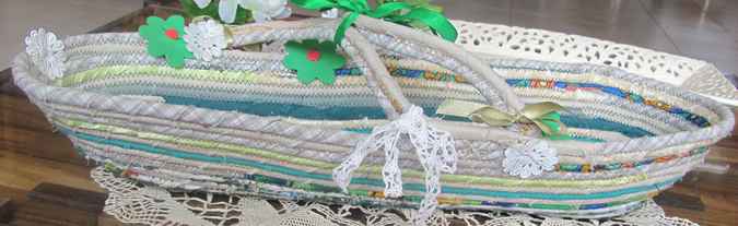 large image of art item: basket &ndash; long white turquoise ribbon