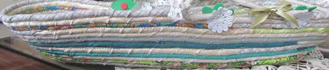 large image of art item: basket &ndash; long white turquoise ribbon