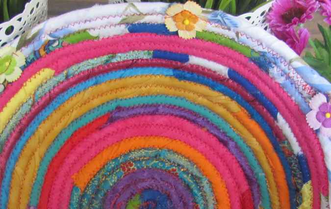 large image of art item: basket &ndash; rainbow flowers