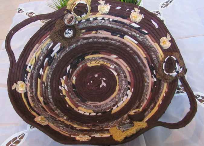 large image of art item: basket &ndash; roses brown yellow