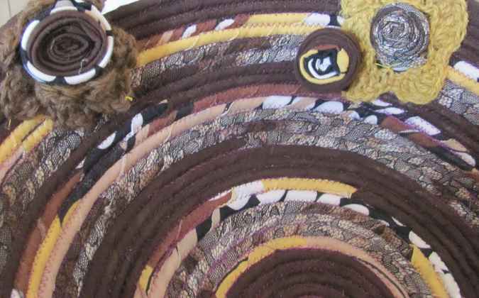 large image of art item: basket &ndash; roses brown yellow