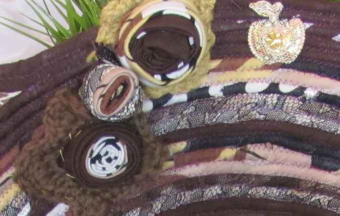 large image of art item: basket &ndash; roses brown yellow