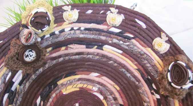 large image of art item: basket &ndash; roses brown yellow