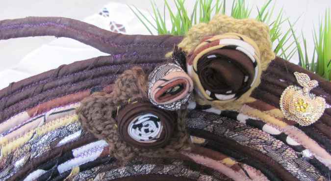 large image of art item: basket &ndash; roses brown yellow