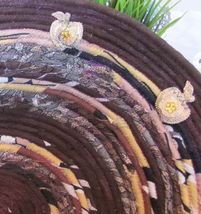 large image of art item: basket &ndash; roses brown yellow