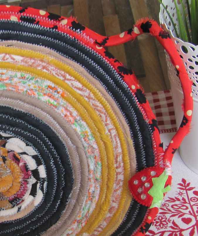 large image of art item: basket &ndash; strawberry ochre blue red