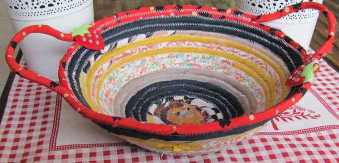 large image of art item: basket &ndash; strawberry ochre blue red