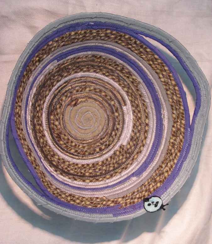 large image of art item: basket &ndash; violet gray checkered brown cream