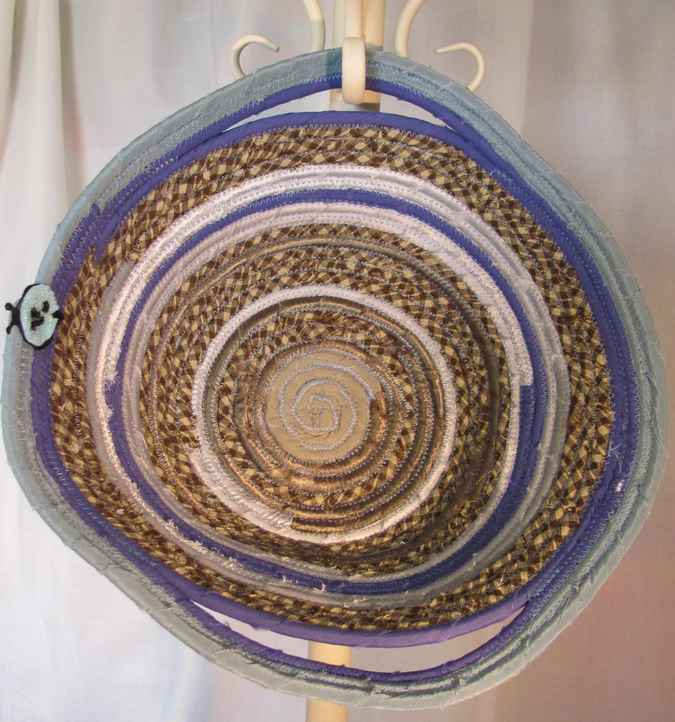 large image of art item: basket &ndash; violet gray checkered brown cream