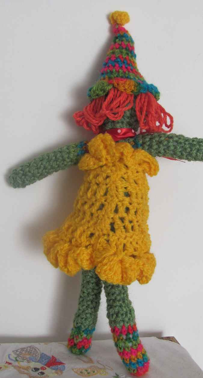 large image of art item: doll &ndash; clown yellow red colorful hat