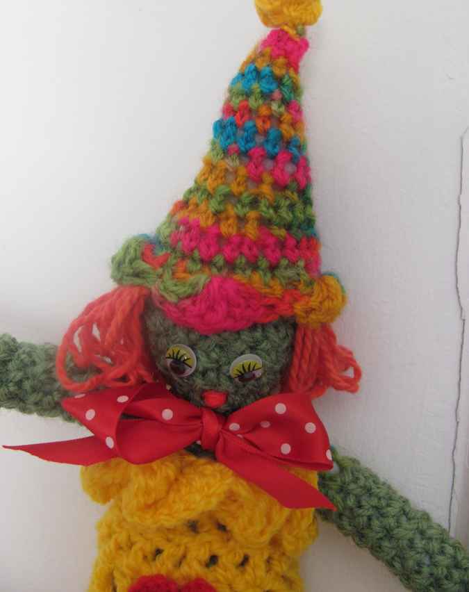 large image of art item: doll &ndash; clown yellow red colorful hat