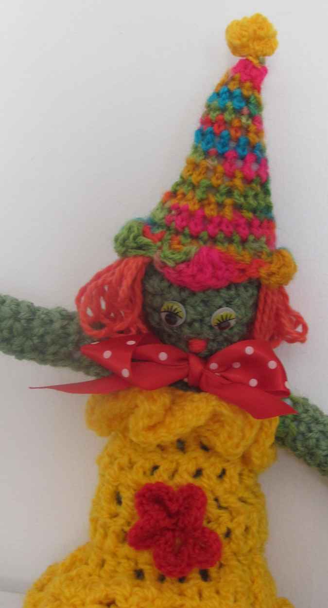 large image of art item: doll &ndash; clown yellow red colorful hat