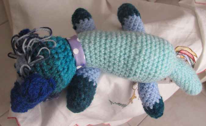 large image of art item: doll &ndash; dog cyan blues