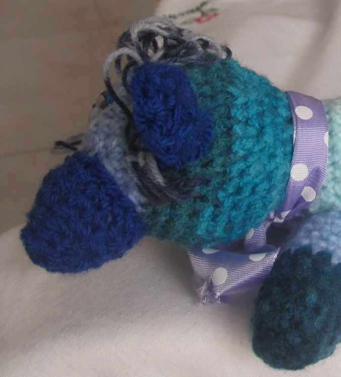 large image of art item: doll &ndash; dog cyan blues