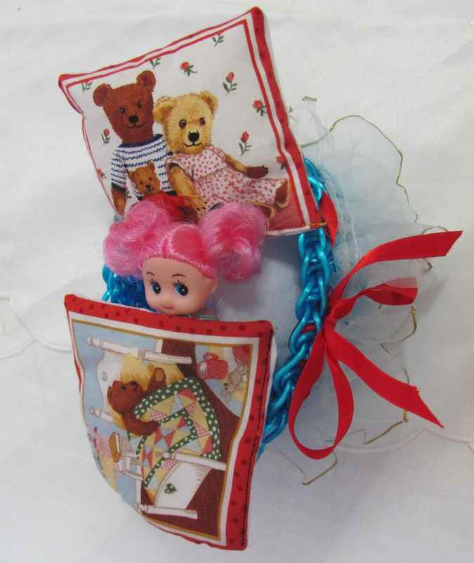 large image of art item: doll &ndash; doll with crocheted cradle