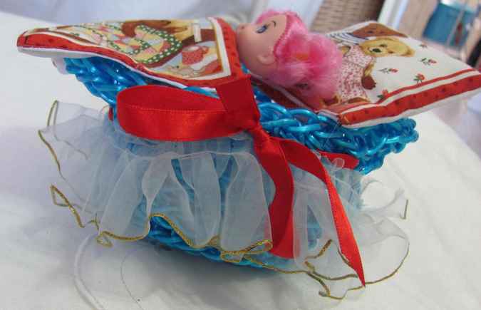 large image of art item: doll &ndash; doll with crocheted cradle